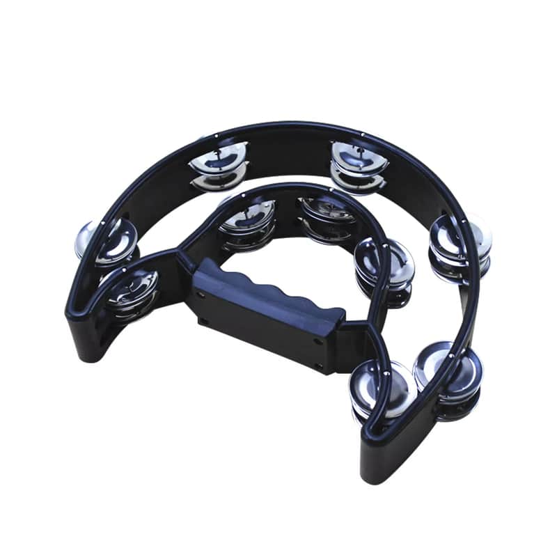 Black Half Moon Handheld Tambourine – Double Row Metal Jingles, Lightweight & Durable Percussion Instrument image 1