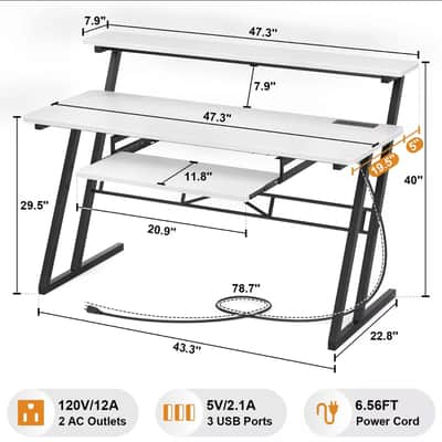 47" Music Studio Home Design Producer Recording Station Desk image 2