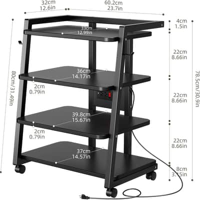 Mobile Studio Stand with Outlets and 4 Rolling Caster Wheels image 7