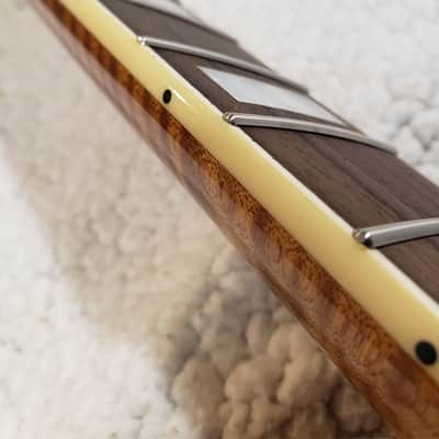 Beautiful USA Roasted, bound 5A flame maple neck.Hidden fret tangs.Rounded edges", Made for a Jazzmaster or Strat body # FJM-12 -You never felt frets like this. image 8