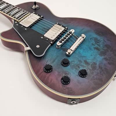 Agile AL-3200MCC Left Handed Satin Blue Purple Burl Electric Guitar image 4