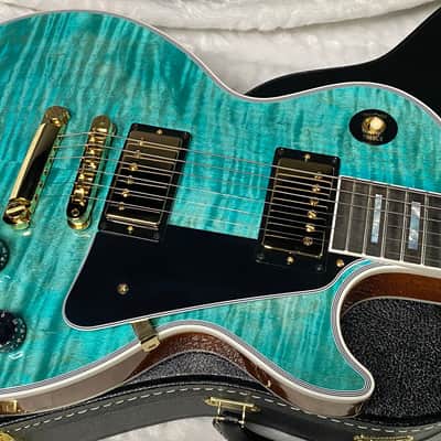 NEW! Gibson Dealer Select Custom Shop Les Paul Custom AAA Flame Top - Aqua Blue - Authorized Dealer - WOW! 8.2 lbs - G07380 image 6