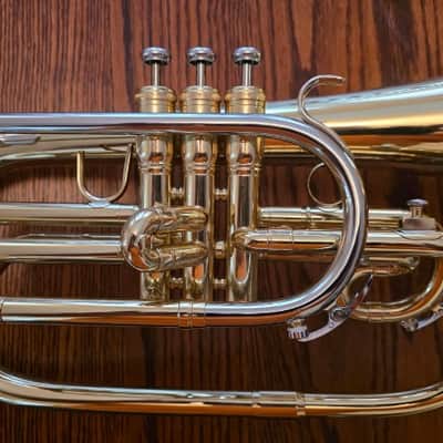 King 1121 Ultimate Professional Model Marching F Mellophone - Clear-Lacquered Brass image 3