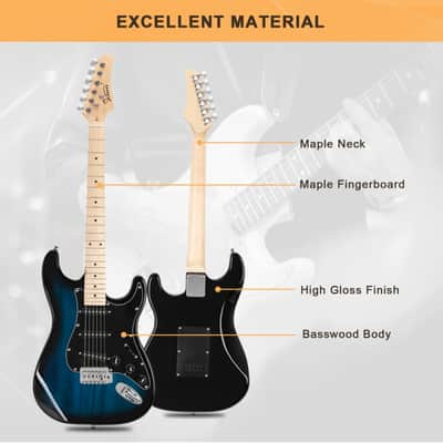Glarry GST Electric Guitar Blue image 8