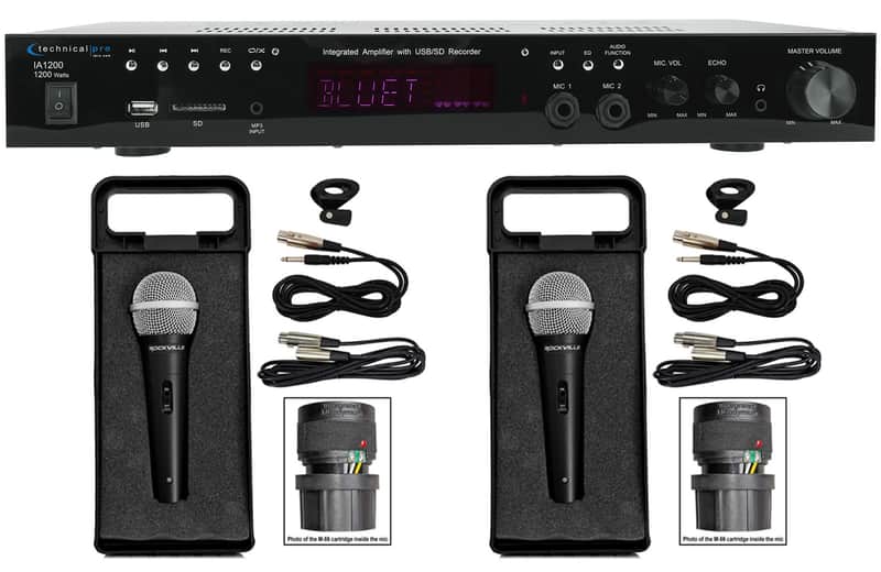 Technical Pro IA1200 Pro Integrated Amplifier USB/SD/AUX/RCA + (2) Microphones image 1