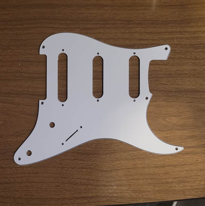 Strat Pickguard Lipstick Pickup Bridge Route - 3 ply white - 8 hole image 1