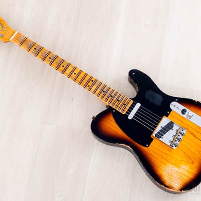 2023 Fender Custom Shop 1952 Telecaster Heavy Relic Big U Two-Tone Sunburst w/ Case, CoA image 10