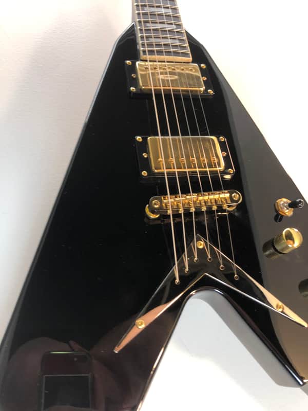 Harley Benton Victory Plus BK Deluxe "V" Style Guitar with Gold Hardware  2022 image 1