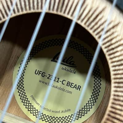 LAILA UFG2311C BEAR concert ukulele with bear engraving + cover image 3