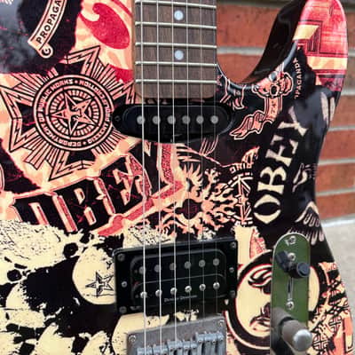 Late 2000's Squier Obey Strat & Tele Set of Two Guitars - Obey Propaganda Finish image 16