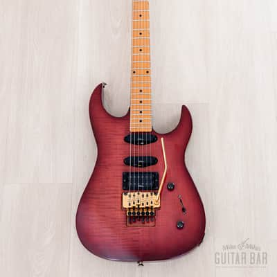 1990 BC Rich Gunslinger NJ Series SSH Flame Top Purple Sunburst w/ Floyd Rose & Case, Japan image 2