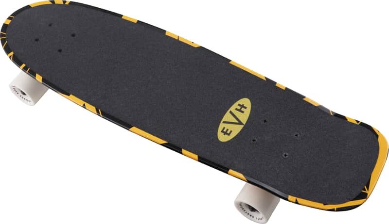 EVH Black With Yellow Stripes Skateboard Made in the USA by Aluminati Boards image 1