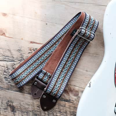 Vintage Blue 60s/70s Hippie Guitar Strap / Handmade in the UK / Case Candy image 1