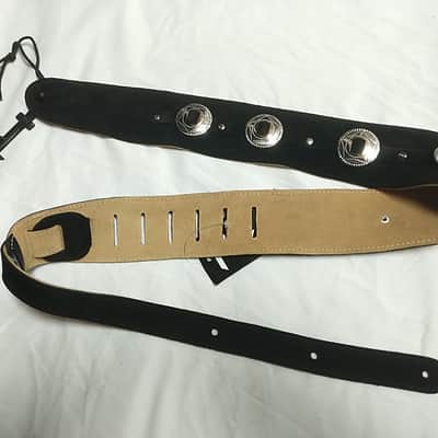Perri’s Black Suede Leather with Conchos guitar strap - NEW image 2