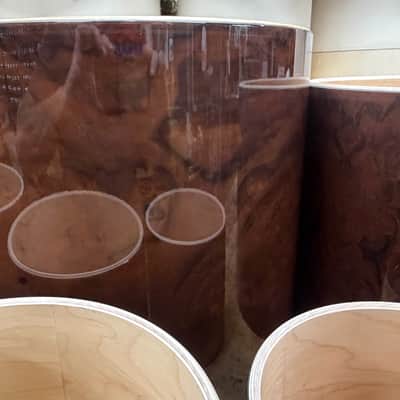 WALNUT BURL and Maple 6 ply core Drum Shell 7 pcs set - Clear gloss polished BEST OFFERS ACCEPTED! image 4