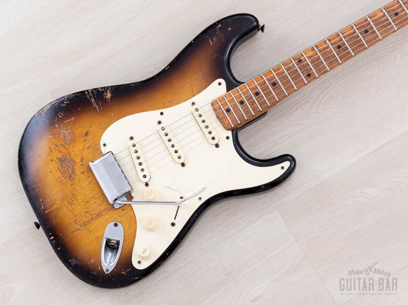 1957 Fender Stratocaster Vintage Guitar Sunburst w/ V Neck, Tweed Case image 1