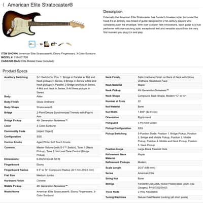 Fender American Elite Stratocaster Strat Electric Guitar - 3-Color Sunburst image 23