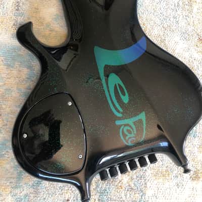 LeFay Pangton 6 string bass guitar headless Translucent Black Green Blue Metalflake Le Fay image 15