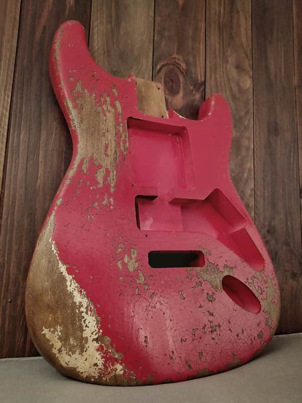 #202624 :: Baldman's Relic Stratocaster body in Heavy Relic Hot Rod Red nitro finish :: Roadworn Aged image 1