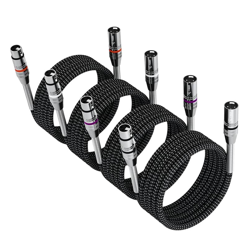 Heavy Duty XLR Cables 6ft 4 Packs, Nylon Braided Microphone Cables Balanced Mic Audio Cables for Speaker Systems, Studio Recording and Live Sound image 1
