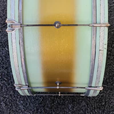 30's Ludwig Mint/Gold Duco 2PC (26"x10" BD + 15"x12" Brass Tube Lug FT) Drum Set image 8