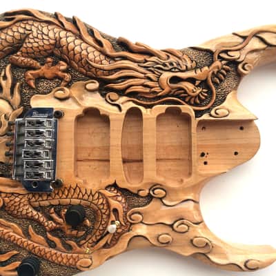 DIY Guitar Kit Ibanez Project Builder Custom Carved Dragon Solid Ash Body Only image 6