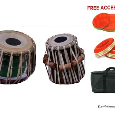 Handmade  Steel Tabla Drums Set With Bag Deluxe  Bayan 2KG Wood Dayan Tuning Hammer Cushion image 1
