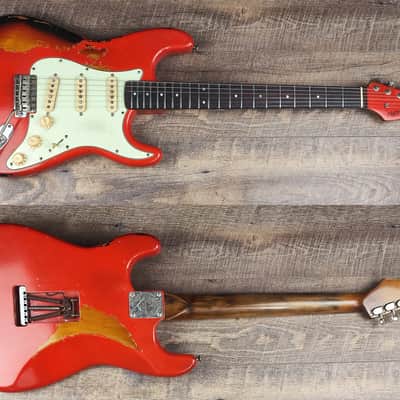 MyDream Partcaster Custom Built - Fiesta Red over Sunburst SRV image 1