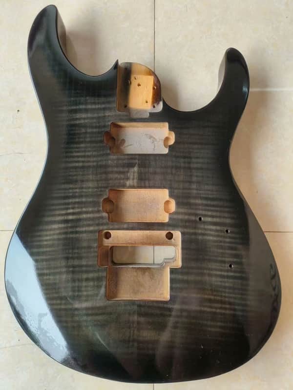 Grey Mahogany Telecaster Tele Style Guitar Body with Flame Maple Veneer image 1