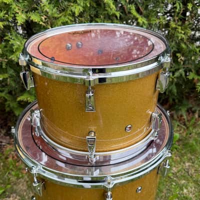 Yamaha Absolute Hybrid Maple Tom Pack 10 12 16 // Floor Tom Drum Set Gold Champagne Sparkle image 6