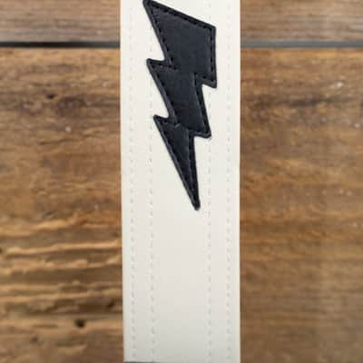 Couch Guitar Strap A026W Lightning Bolt - White with Black Bolt image 4