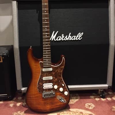 Warmoth Custom Strat 2013 Amber Dye Flame Maple Top Birdseye Maple Neck Seymour Duncan Pickups! image 3