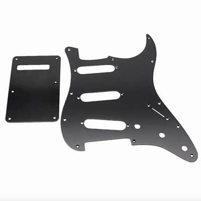Black Stratocaster Strat Style Guitar Aluminum Back Plate with Pickguard image 1