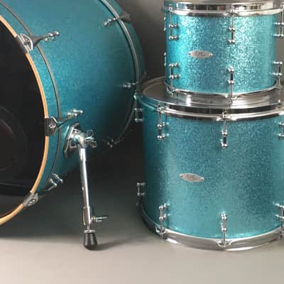 C&C Custom Drum Set Cardwell Drums USA Order Made 10/14/22 CC Rock Kit Turquoise Sparkle American Maple Shells Tube Lugs image 2