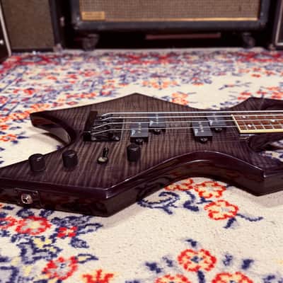 2000 B.C. Rich N.J. Neck Thru Series Warlock Bass - Made In Korea - Transparent Black w/ Coffin Case Bild 14