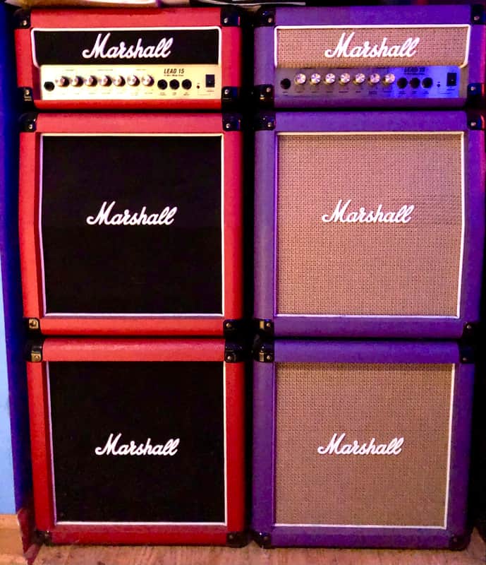 Marshall G15MS Lead 15 Micro Stack Rare 2 Amps Purple and Red image 1