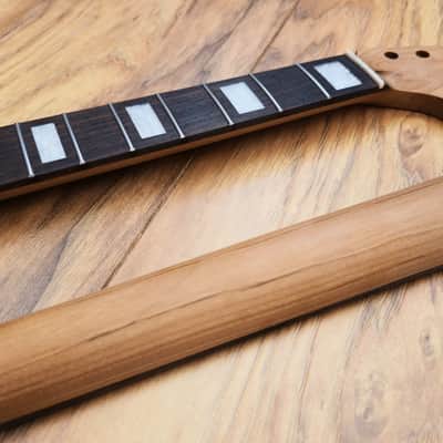 Stratocaster Compatible Roasted Maple and Rosewood Guitar Neck Pearl Inlays Unfinished Paddle Headstock image 3