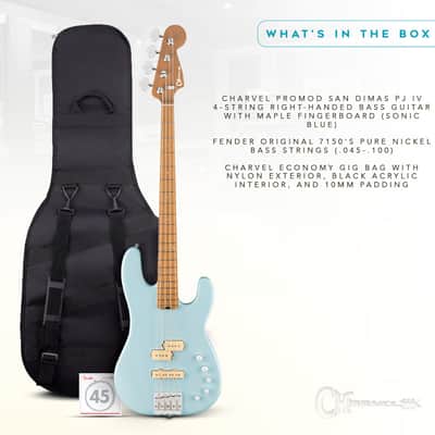 Charvel ProMod San Dimas PJ IV Bass Guitar (Sonic Blue) with Charvel Gig Bag and Strings image 7