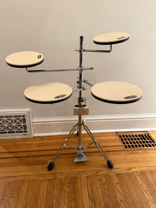 MINT: DW DWCPPADTS5 Go Anywhere 5pc Practice Pad Drum Set with Stand 2010s - Chrome/Black/White image 1