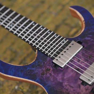 Mayones Duvell Elite Pro 7 Baritone 26,5 - Dirty Purple Blue Burst Satin image 9