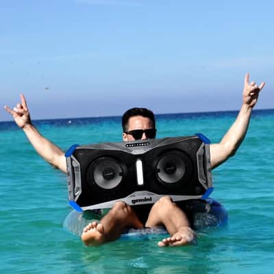 Gemini Sound SoundSplash 400W Floating Waterproof Wireless Bluetooth Speaker, LED Light Show, Dual 8” Woofers & NFC Pairing - Perfect for Pool Parties, Beach, Travel & Home Fun (Blue/Gray) image 2