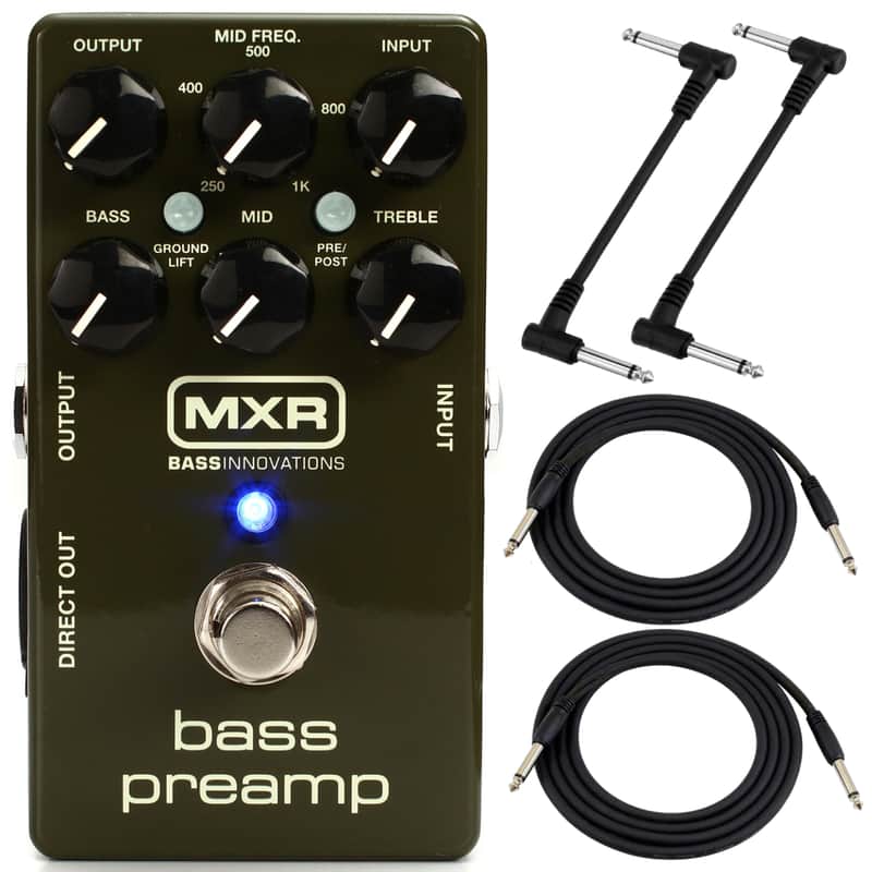 MXR M81 Bass Guitar Preamp Pedal with 3-Band EQ, Cable Bundle image 1