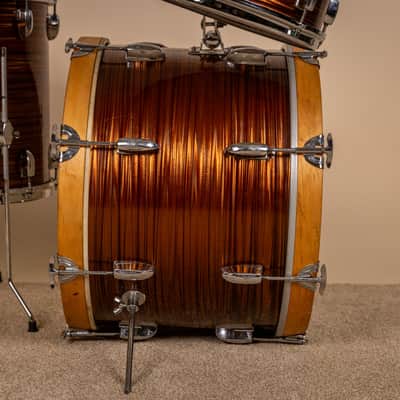 1970s Tempro Tiger Eye's Pearl Drum Set 14x20 8x12 and 16x16 image 8