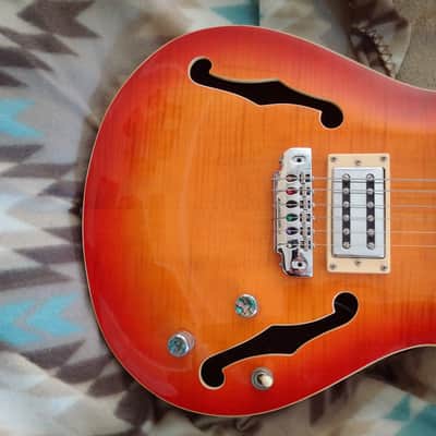 RWG Raven West Guitars RG450 PRS Style 2000 ish - Cherry Sunburst Flame image 5
