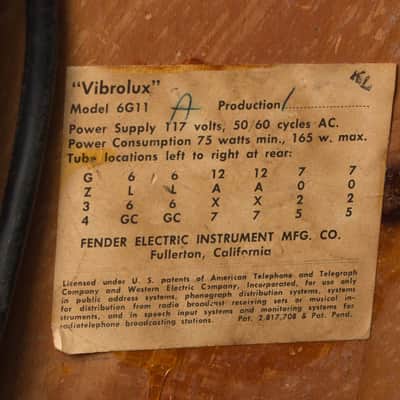 Fender  Vibrolux 6G11A Tube Amplifier (1962), ser. #01935. image 4
