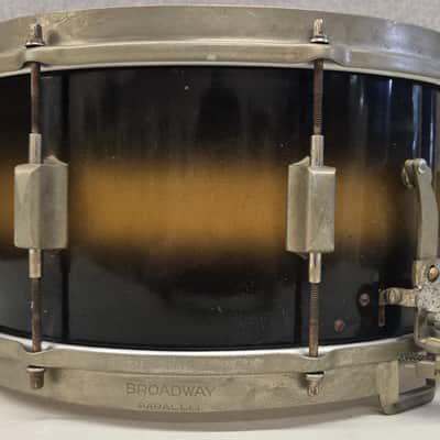 Vintage Leedy Broadway Parallel 6.5 x 14" Snare Drum Duco Finish Original VG image 11
