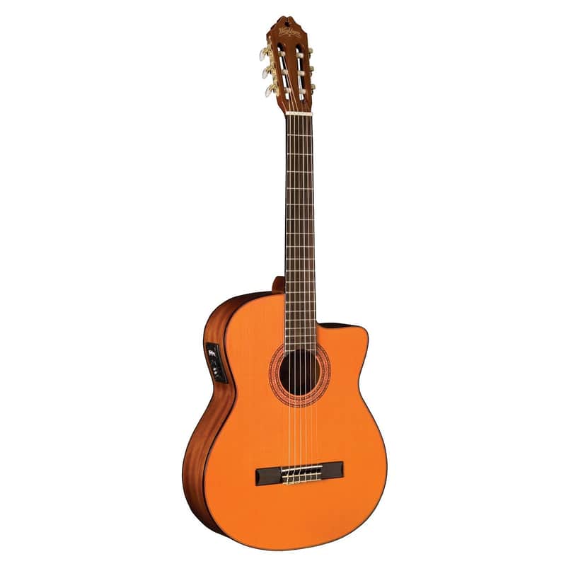 Washburn Classical Cutaway Acoustic Electric Guitar, Natural (C5CE-A-U) image 1