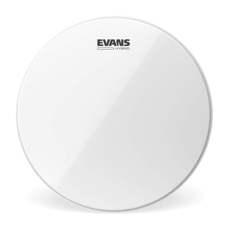 Evans Hybrid White Marching Snare Drum Head, 14 Inch image 1