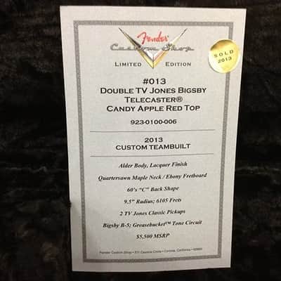 Fender Custom Shop Double TVJ Telecaster with B-5 Bigsby 9230100006 2013 Dakota Red image 6