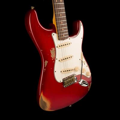 Used Fender Custom Shop 1963 Stratocaster Heavy Relic Crimson Burst - Truetone Color Set with OHSC image 4